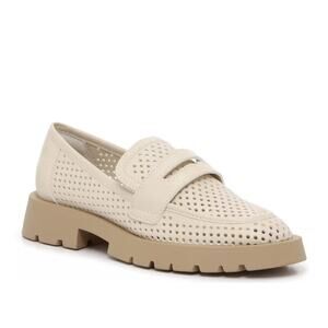 Dolce Vita Ersula Perforated Platform Loafers in Ivory Ecru